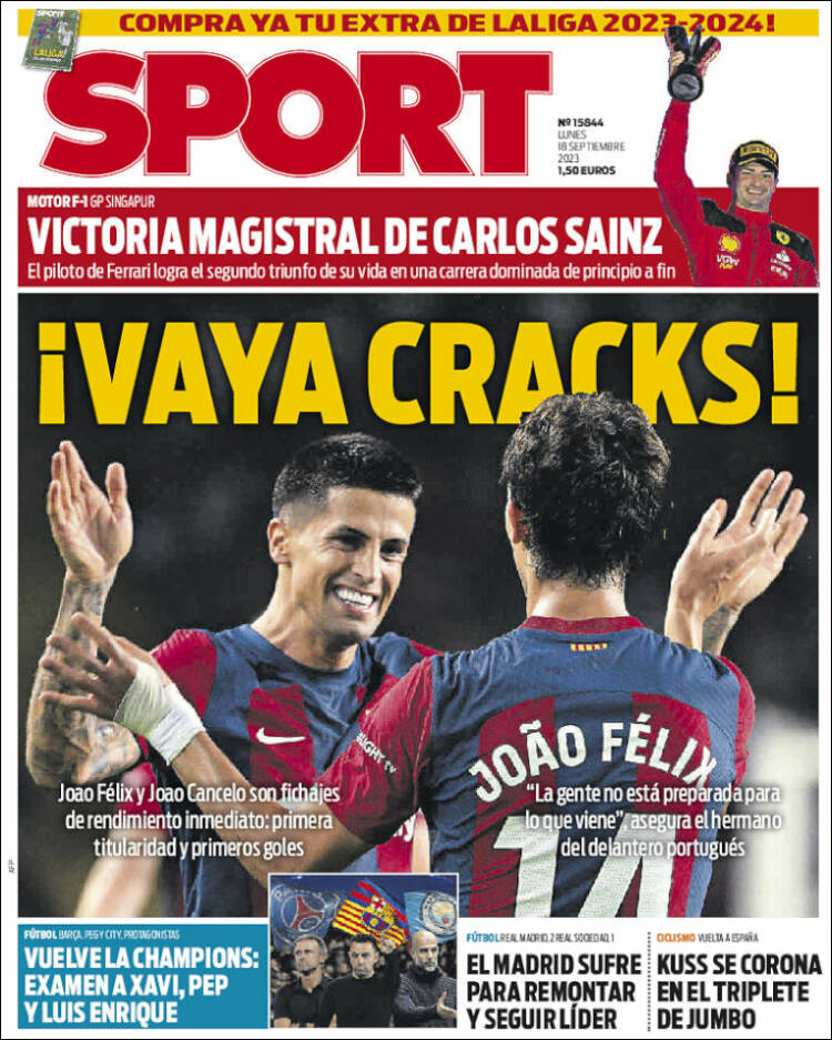 Portadas Deportivas Lunes 18/9/2023