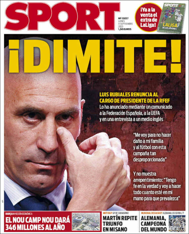 Portadas Deportivas Lunes 11/9/2023 