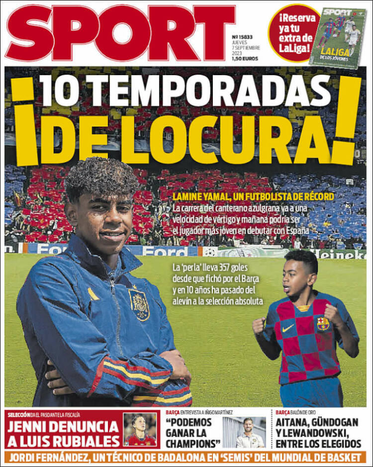 Portadas Deportivas Jueves 7/9/2023 Portadas Deportivas Jueves 7/9/2023