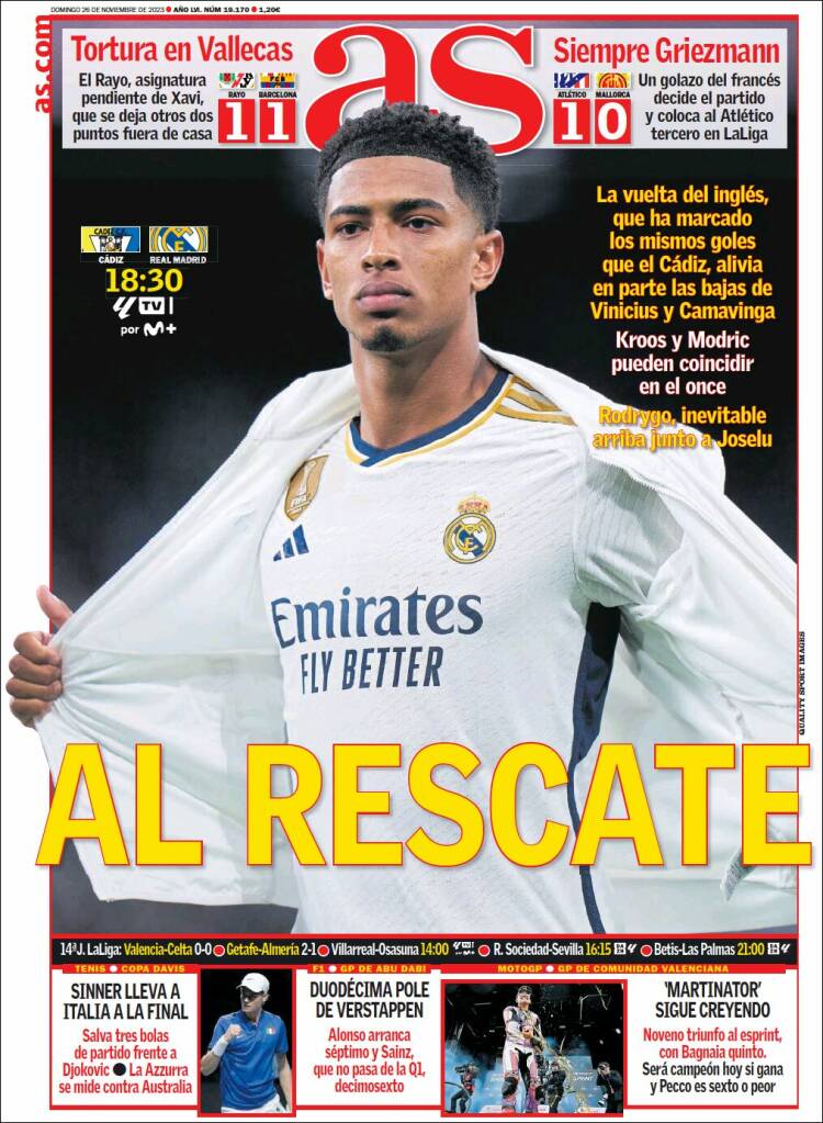 Portadas Deportivas Domingo 26/11/2023 Portadas Deportivas Domingo 26/11/2023