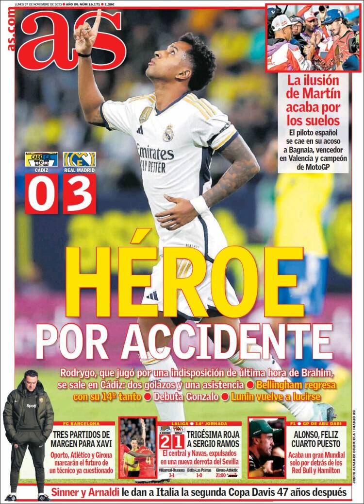 Portadas Deportivas Lunes 27/11/2023