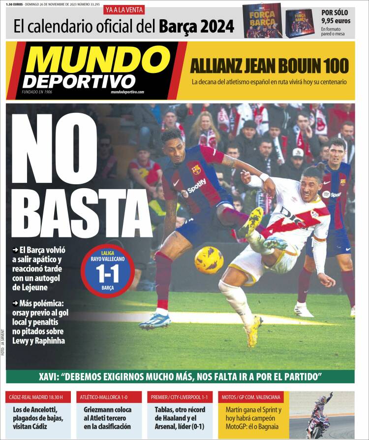 Portadas Deportivas Domingo 26/11/2023 Portadas Deportivas Domingo 26/11/2023