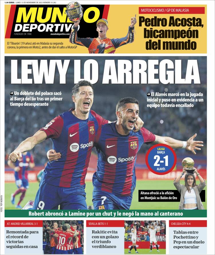 Portadas Deportivas Lunes 13/11/2023 Portadas Deportivas Lunes 13/11/2023