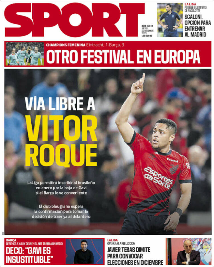 Portadas Deportivas Jueves 23/11/2023 Portadas Deportivas Jueves 23/11/2023