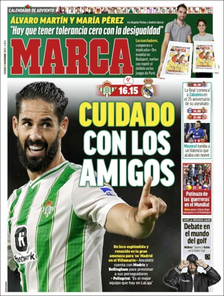 Portadas Deportivas Sábado 9/12/2023