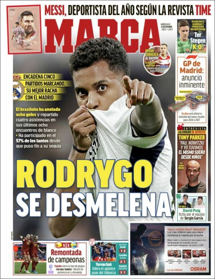Portadas Deportivas Miércoles 6/12/2023