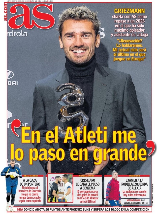 Portadas Deportivas Miércoles 27/12/2023 