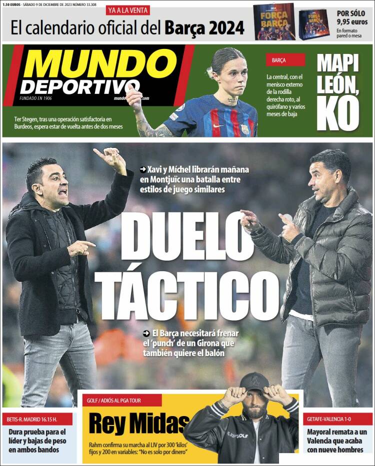 Portadas Deportivas Sábado 9/12/2023