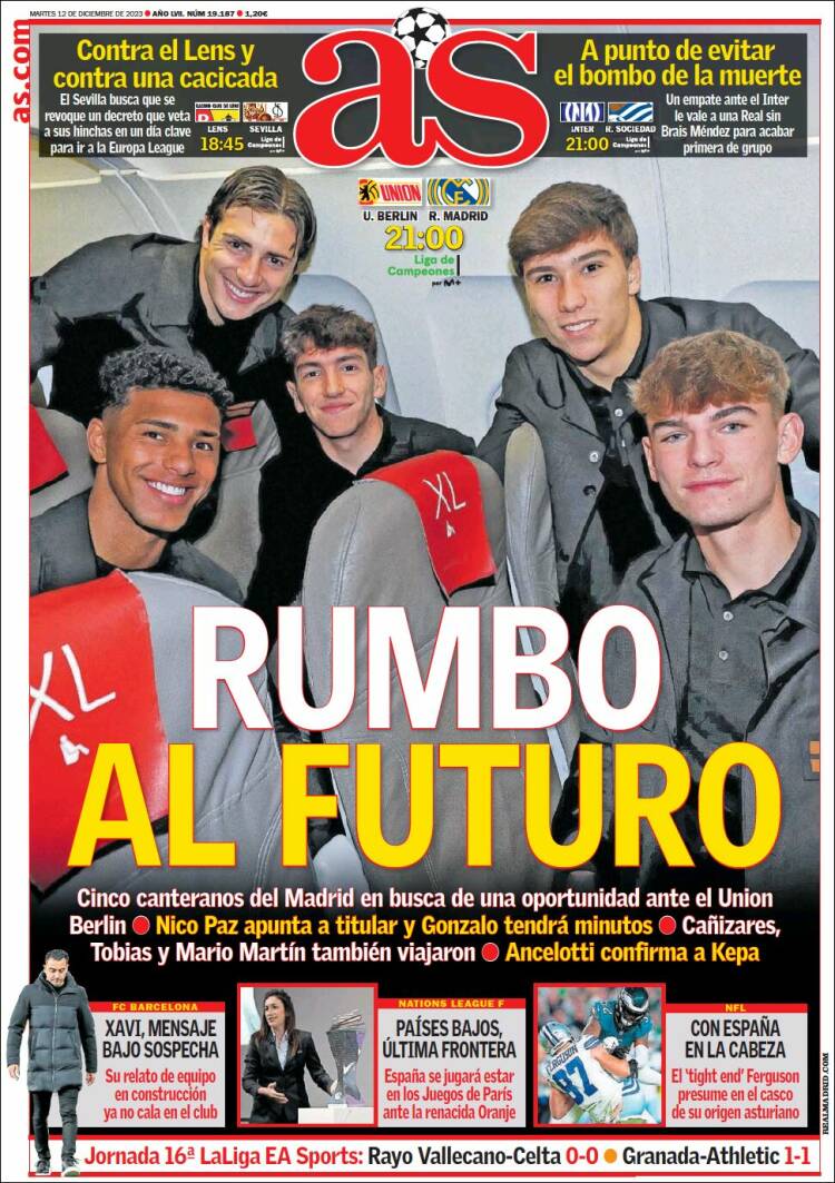 Portadas Deportivas Martes 12/12/2023 Portadas Deportivas Martes 12/12/2023