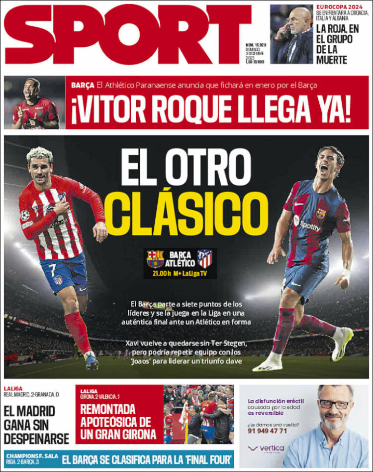 Portadas Deportivas Domingo 3/12/2023 Portadas Deportivas Domingo 3/12/2023