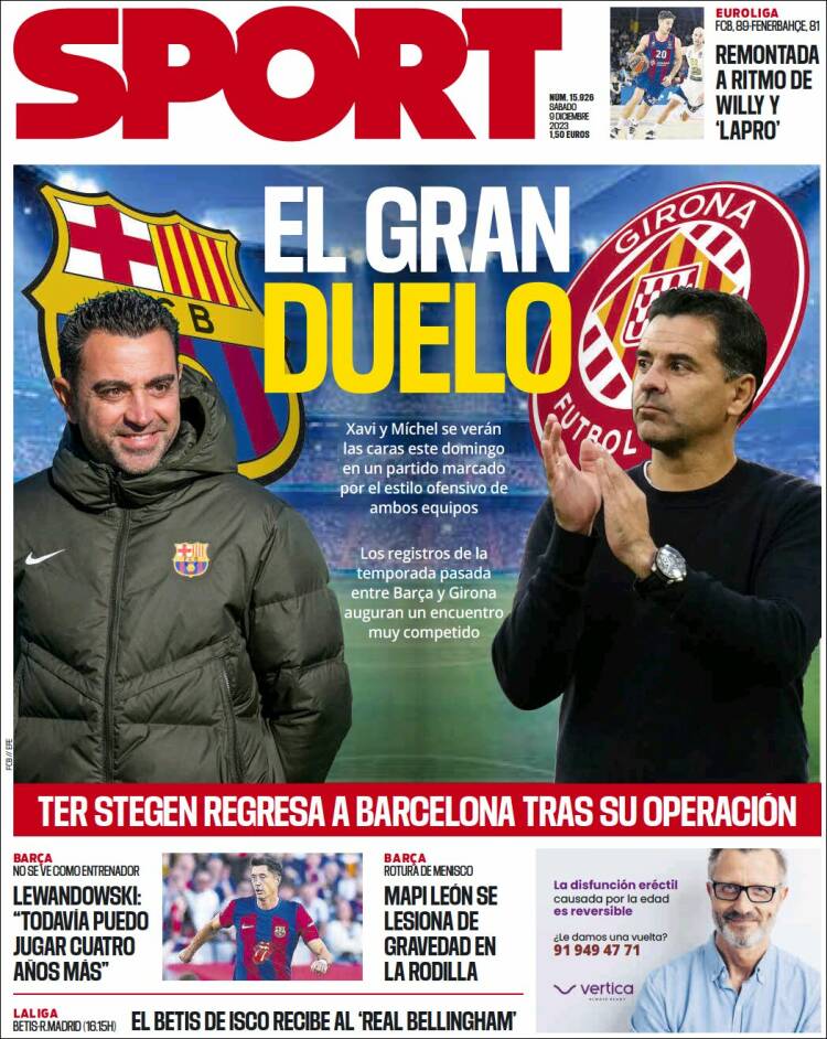 Portadas Deportivas Sábado 9/12/2023