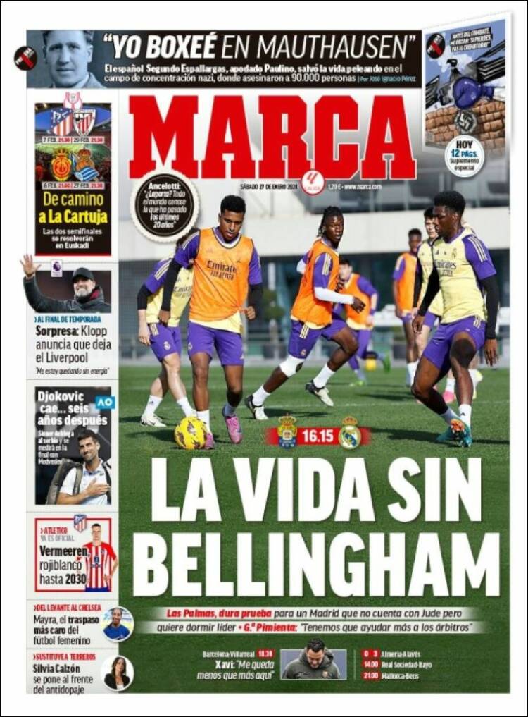 Portadas Deportivas Sábado 27/1/2024