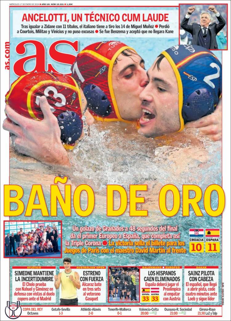 Portadas Deportivas Miércoles 17/1/2024 