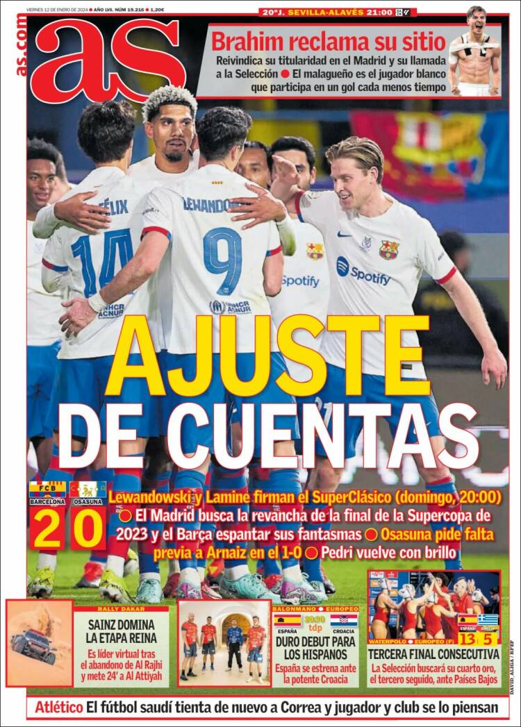 Portadas Deportivas Viernes 12/1/2024 Portadas Deportivas Viernes 12/1/2024