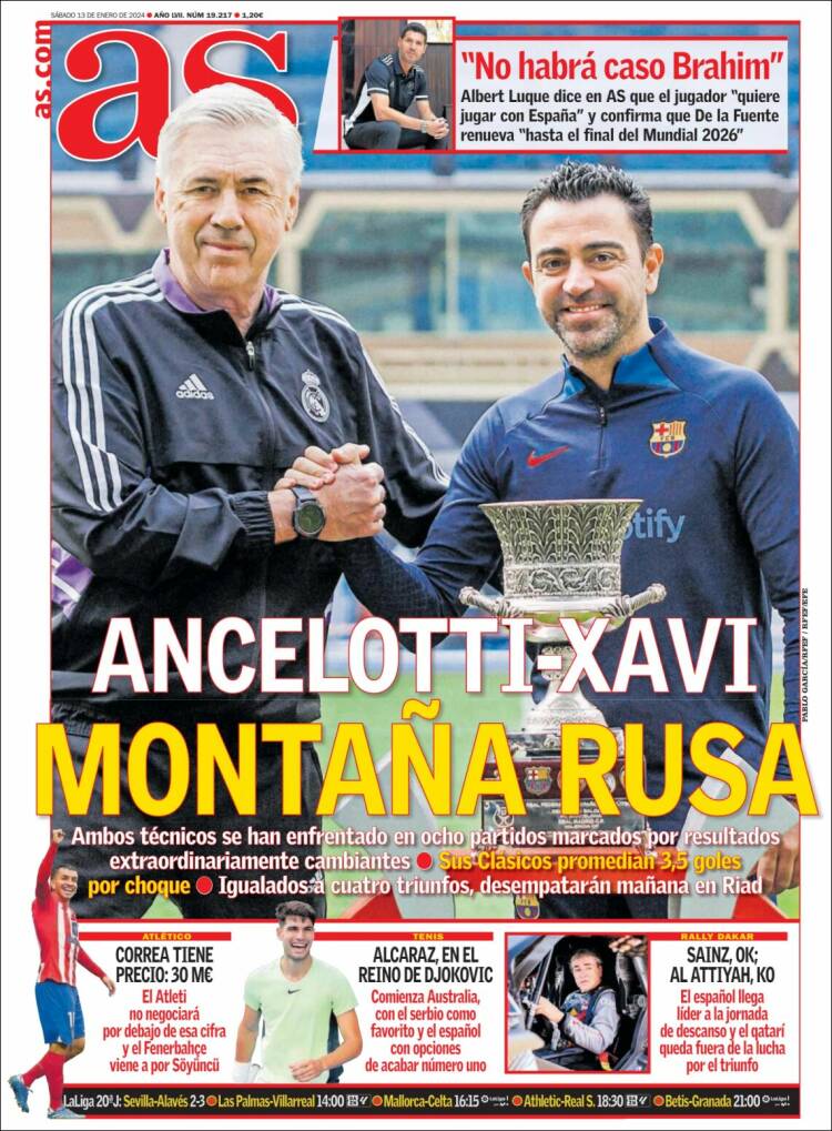Portadas Deportivas Sábado 13/1/2024 Portadas Deportivas Sábado 13/1/2024