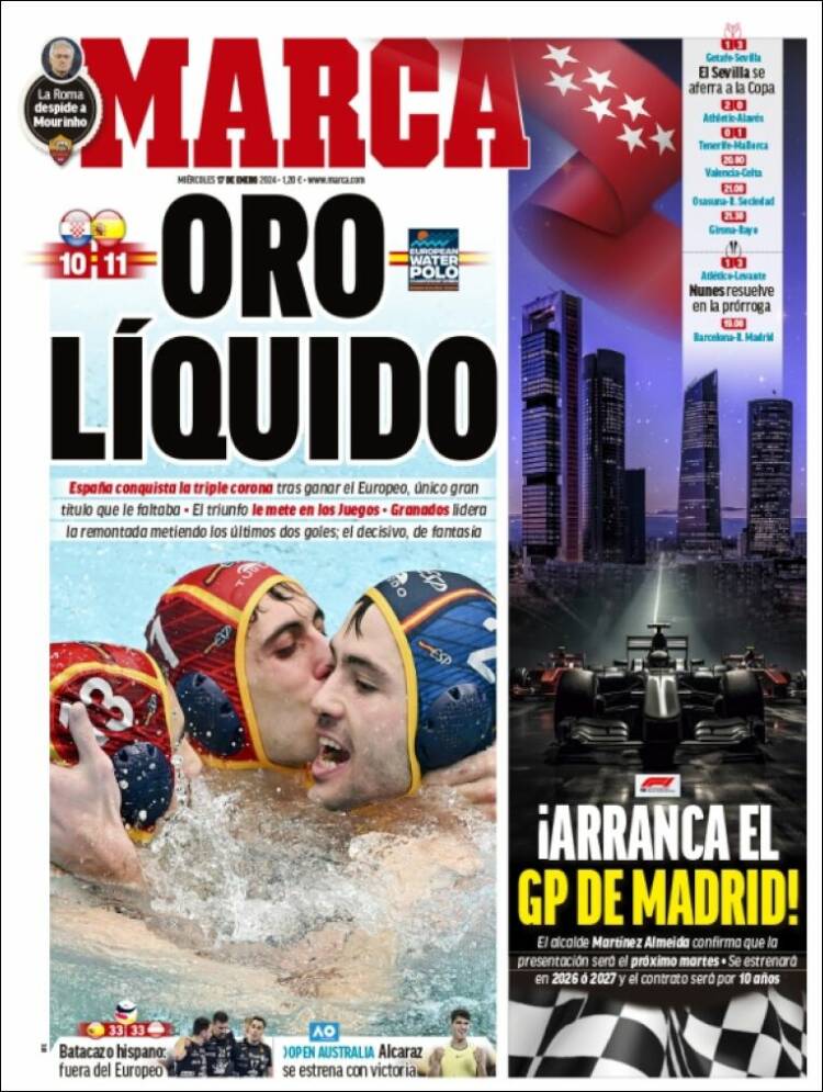 Portadas Deportivas Miércoles 17/1/2024 