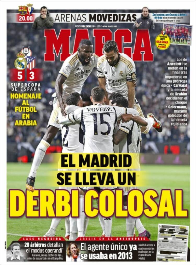 Portadas Deportivas Jueves 11/1/2024