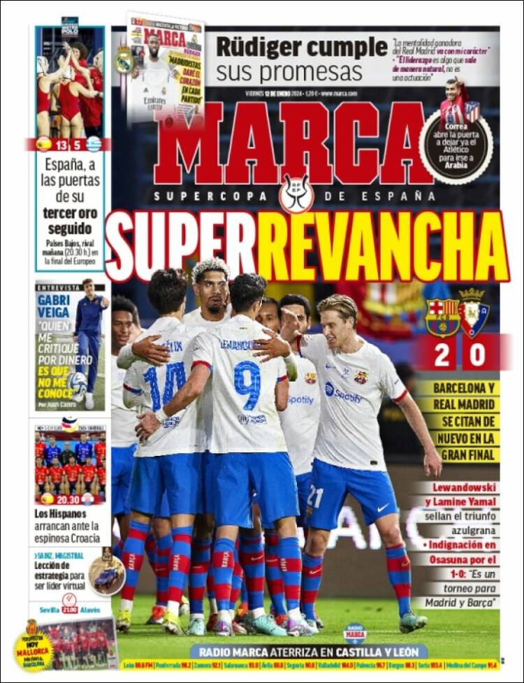 Portadas Deportivas Viernes 12/1/2024 Portadas Deportivas Viernes 12/1/2024