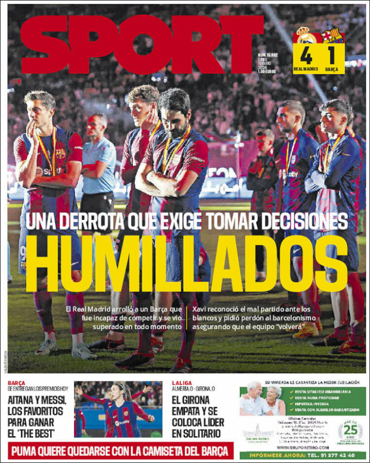 Portadas Deportivas Lunes 15/1/2024 Portadas Deportivas Lunes 15/1/2024