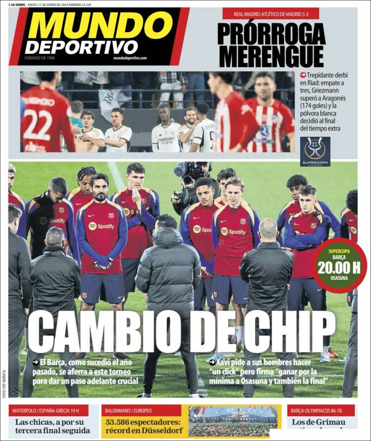 Portadas Deportivas Jueves 11/1/2024