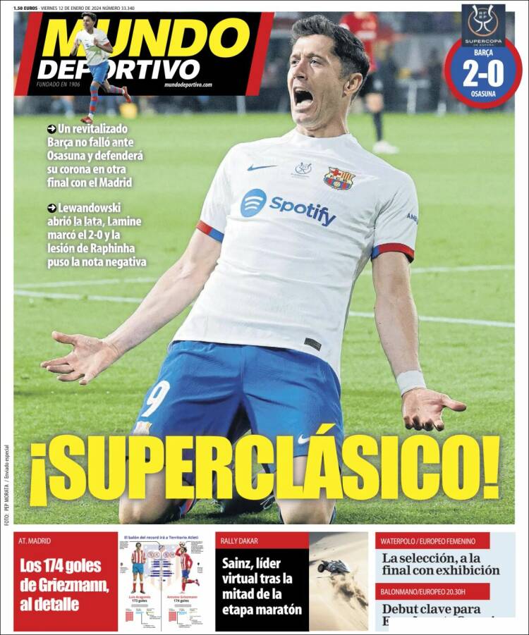 Portadas Deportivas Viernes 12/1/2024 Portadas Deportivas Viernes 12/1/2024
