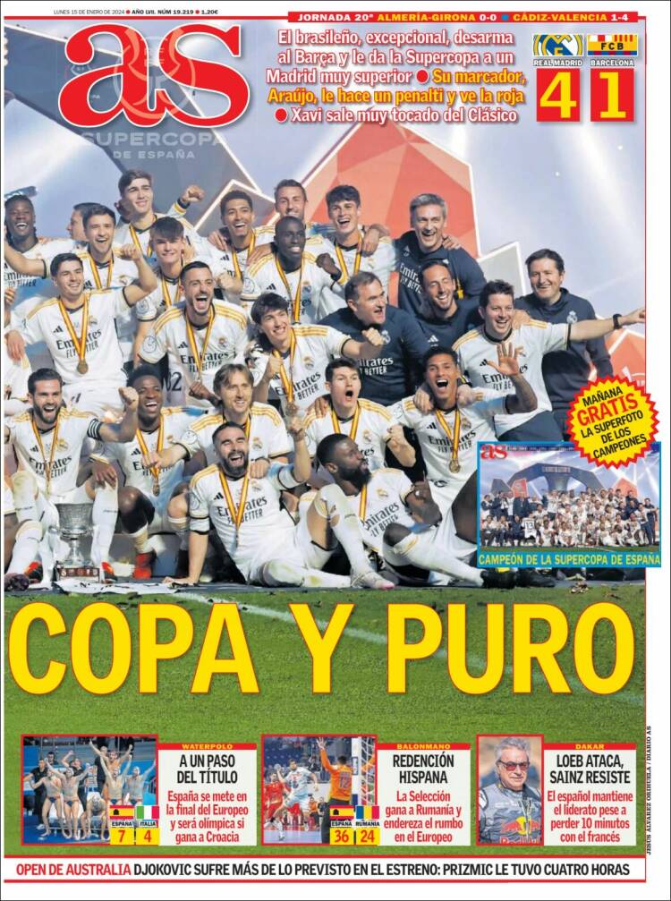 Portadas Deportivas Lunes 15/1/2024 Portadas Deportivas Lunes 15/1/2024