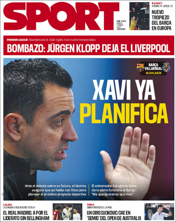 Portadas Deportivas Sábado 27/1/2024