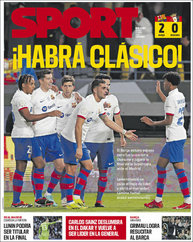 Portadas Deportivas Viernes 12/1/2024 Portadas Deportivas Viernes 12/1/2024