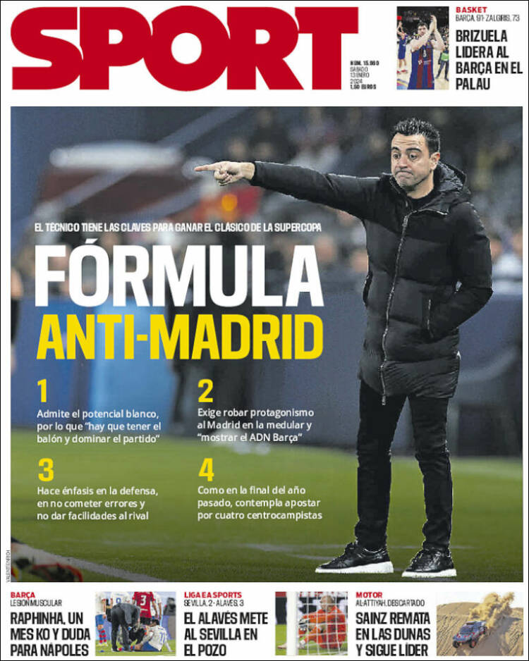 Portadas Deportivas Sábado 13/1/2024 Portadas Deportivas Sábado 13/1/2024