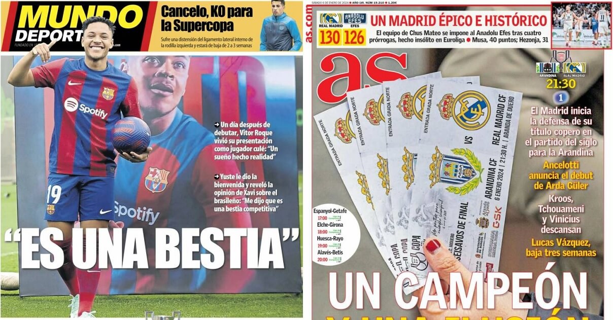 Portadas Deportivas Sábado 6/1/2024 Portadas Deportivas Sábado 6/1/2024