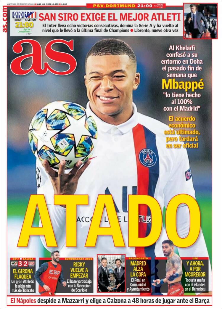 Portadas Deportivas Martes 20/2/2024 Portadas Deportivas Martes 20/2/2024