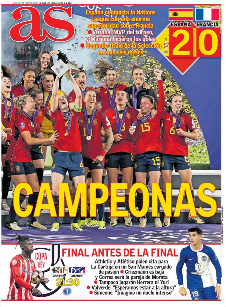 Portadas Deportivas Jueves 29/2/2024 Portadas Deportivas Jueves 29/2/2024