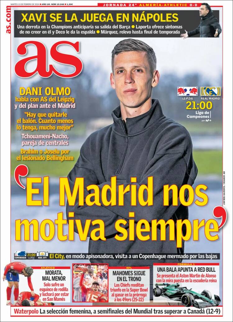 Portadas Deportivas Martes 13/2/2024 Portadas Deportivas Martes 13/2/2024