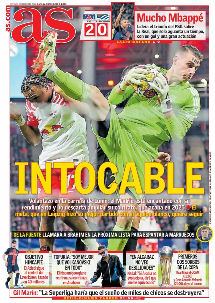 Portadas Deportivas Jueves 15/2/2024 Portadas Deportivas Jueves 15/2/2024