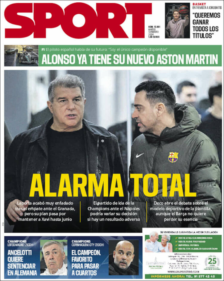 Portadas Deportivas Martes 13/2/2024 Portadas Deportivas Martes 13/2/2024