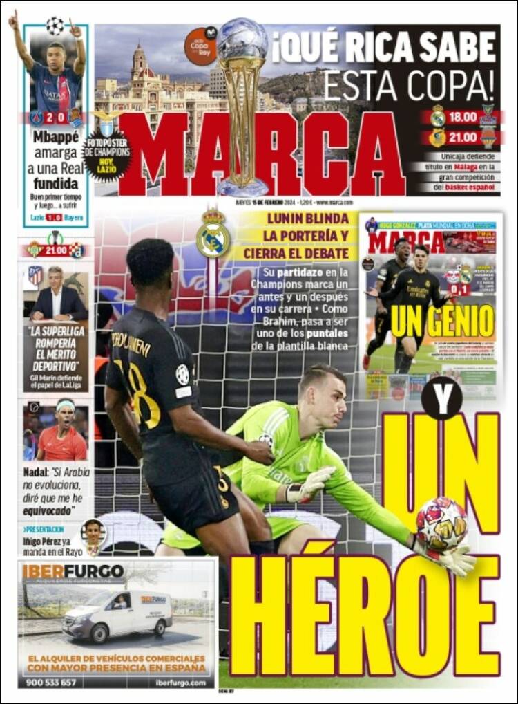Portadas Deportivas Jueves 15/2/2024 Portadas Deportivas Jueves 15/2/2024