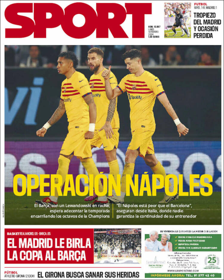 Portadas Deportivas Lunes 19/2/2024 Portadas Deportivas Lunes 19/2/2024