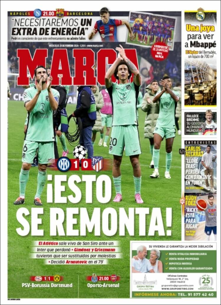 Portadas Deportivas Miércoles 21/2/2024 Portadas Deportivas Miércoles 21/2/2024