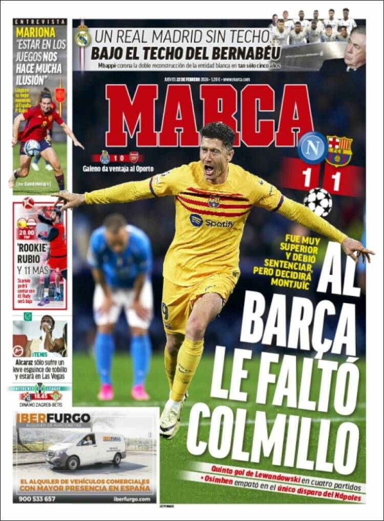 Portadas Deportivas Jueves 22/2/2024 Portadas Deportivas Jueves 22/2/2024