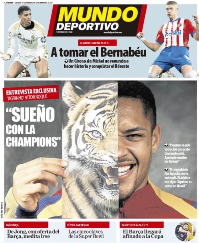 Portadas Deportivas Sábado 10/2/2024