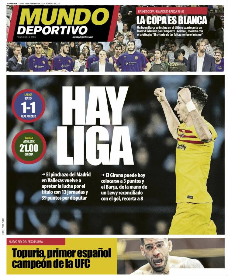 Portadas Deportivas Lunes 19/2/2024 Portadas Deportivas Lunes 19/2/2024