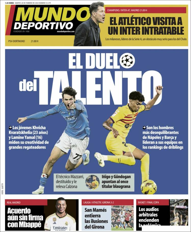 Portadas Deportivas Martes 20/2/2024 Portadas Deportivas Martes 20/2/2024