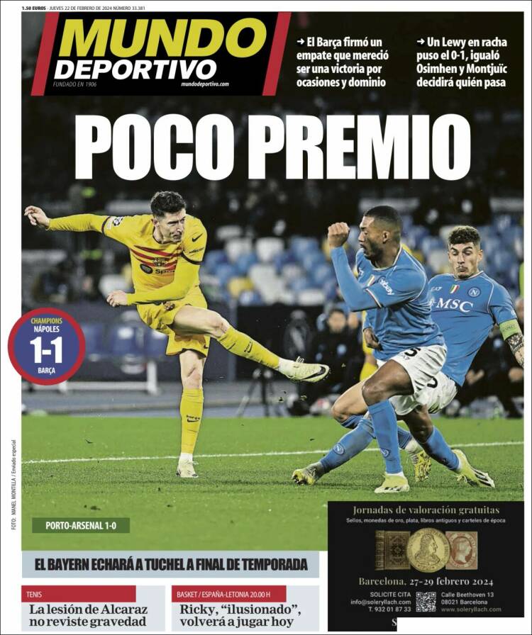 Portadas Deportivas Jueves 22/2/2024 Portadas Deportivas Jueves 22/2/2024