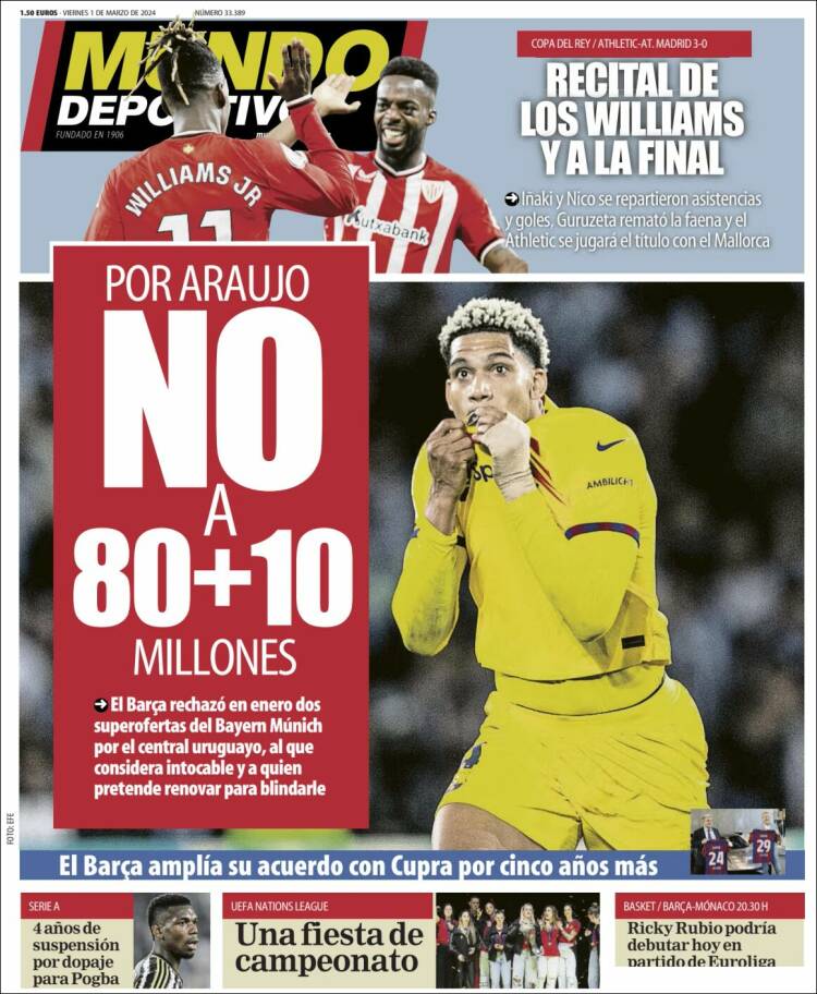 Portadas Deportivas Viernes 1/3/2024 Portadas Deportivas Viernes 1/3/2024