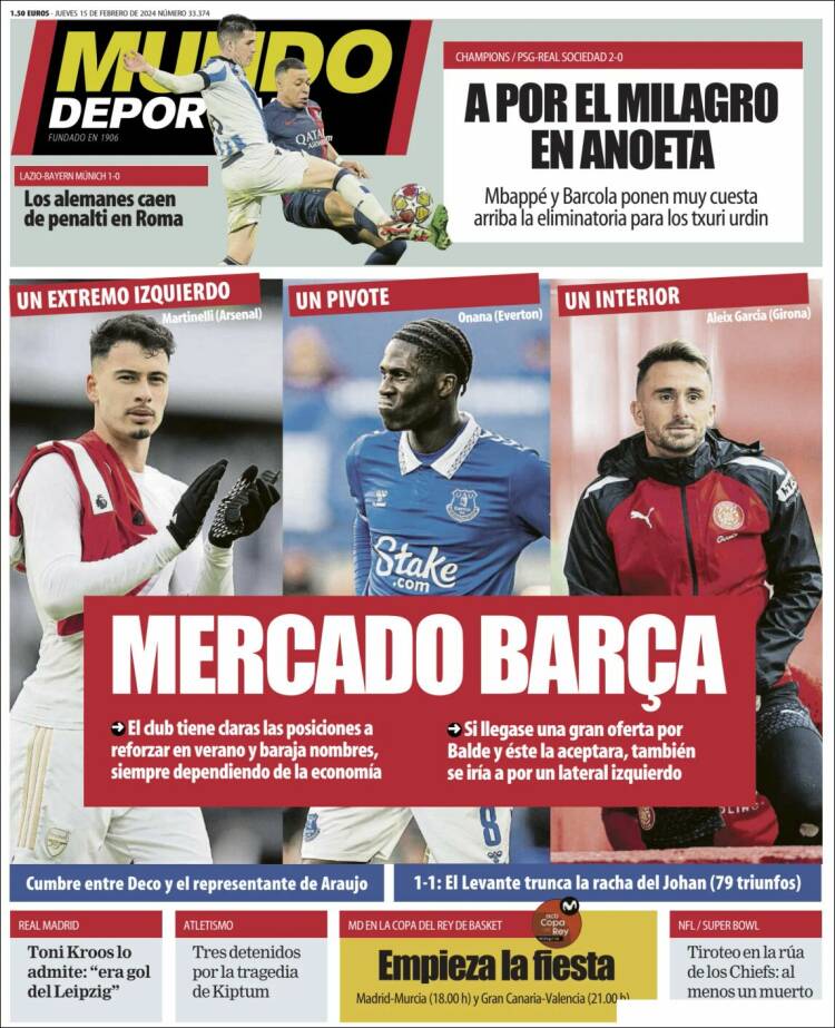 Portadas Deportivas Jueves 15/2/2024 Portadas Deportivas Jueves 15/2/2024