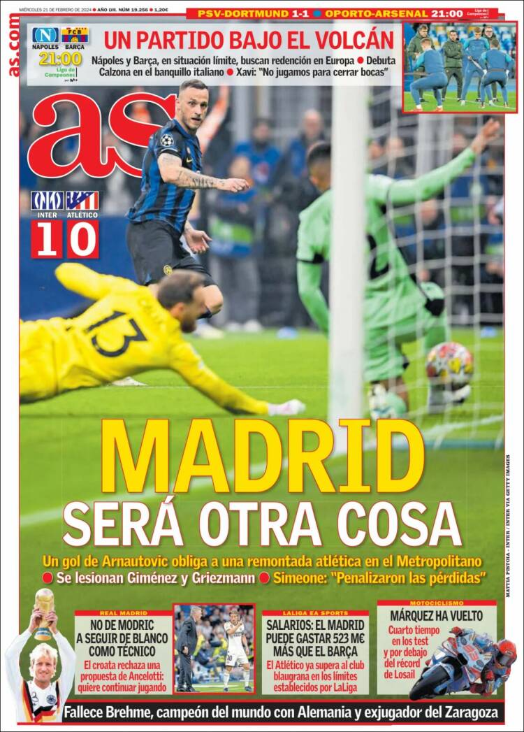 Portadas Deportivas Miércoles 21/2/2024 Portadas Deportivas Miércoles 21/2/2024
