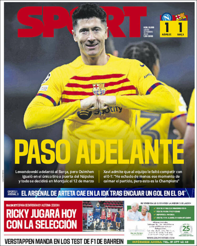 Portadas Deportivas Jueves 22/2/2024 Portadas Deportivas Jueves 22/2/2024