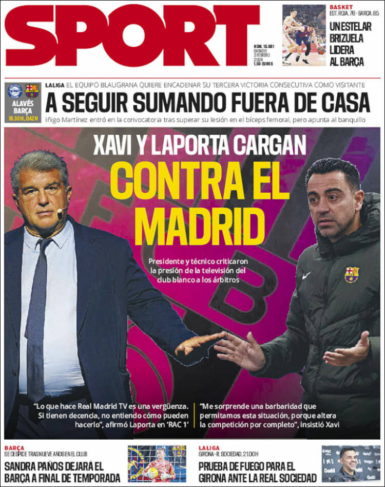 Portadas Deportivas Sábado 3/2/2024 