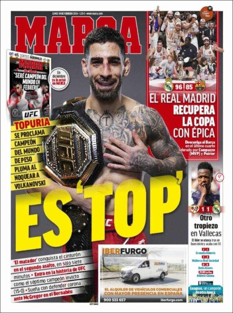Portadas Deportivas Lunes 19/2/2024 Portadas Deportivas Lunes 19/2/2024