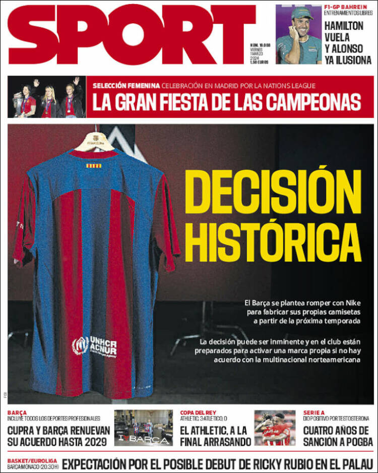 Portadas Deportivas Viernes 1/3/2024 Portadas Deportivas Viernes 1/3/2024